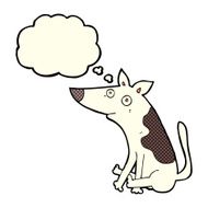 cartoon dog with thought bubble N37
