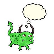 cartoon little demon with thought bubble N33