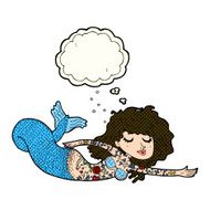 cartoon mermaid covered in tattoos with thought bubble N11