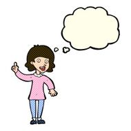 cartoon woman with idea thought bubble N265
