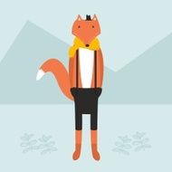 animal vector portrait fox in bowler hat