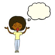 cartoon peaceful woman with thought bubble N10