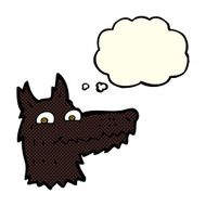 cartoon wolf head with thought bubble N31