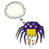 cartoon gross halloween spider with thought bubble N21