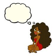 cartoon pretty woman with thought bubble N299