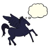 cartoon magic flying horse with thought bubble N4