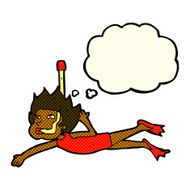 cartoon swimmer with snorkel thought bubble N11