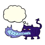 cartoon fire breathing imp with thought bubble N11