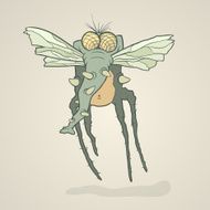 Illustration monster fly with long legs wings and proboscis N2