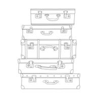 Sketch of the suitcases on white background isolated