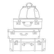 Sketch of the suitcases on white background isolated N2