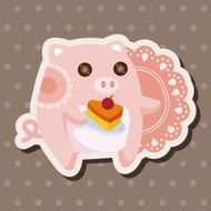 animal pig having afternoon tea theme elements N8