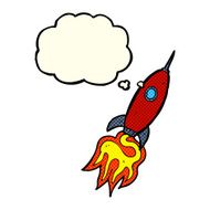cartoon spaceship with thought bubble N36