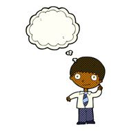 cartoon school boy with idea thought bubble N32