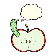 cartoon apple with worm thought bubble N50