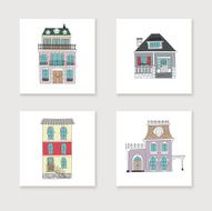 Set of hand drawing vintage houses N2