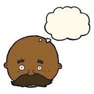 cartoon bald man with mustache thought bubble N21