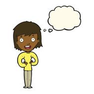 cartoon happy woman with thought bubble N280