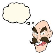 cartoon evil old man face with thought bubble N10