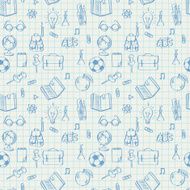Seamless school pattern doodles on math paper