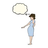 cartoon pretty woman looking at nails with thought bubble N11