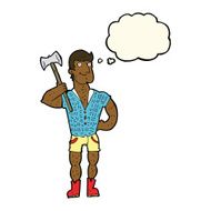 cartoon lumberjack with thought bubble N10