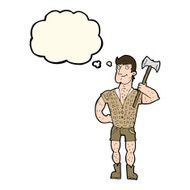 cartoon lumberjack with thought bubble N11