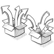 Distribution packaging and shipping metaphor sketch