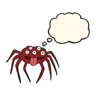 cartoon gross halloween spider with thought bubble N22