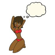 cartoon sexy woman posing with thought bubble N11
