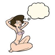 cartoon underwear model with thought bubble N11