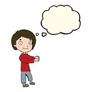 cartoon happy boy with thought bubble N261