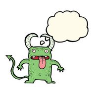 cartoon little devil with thought bubble N27