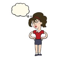 cartoon woman with hands on hips thought bubble N242
