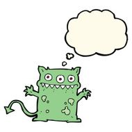cartoon little monster with thought bubble N34