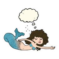 cartoon mermaid with thought bubble N75