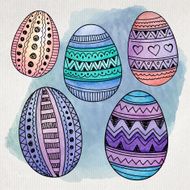 Watercolor ornamental Easter eggs set N3