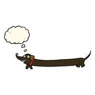 cartoon dachshund with thought bubble N14