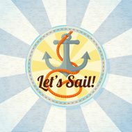 Nautical summer badge with anchor and rope