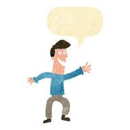 cartoon happy man dancing with speech bubble N45