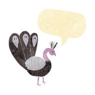 cartoon peacock with speech bubble N11