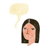 cartoon serious woman with speech bubble N23