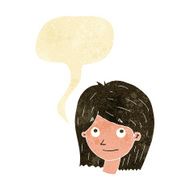 cartoon happy female face with speech bubble N220