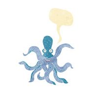 cartoon giant octopus with speech bubble N10