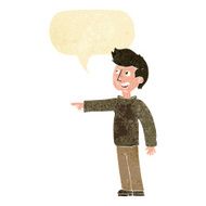 cartoon happy man pointing and laughing with speech bubble N12