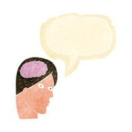 cartoon head with brain symbol speech bubble N48