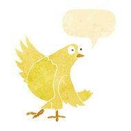cartoon dancing bird with speech bubble N4