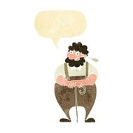 cartoon farmer leaning on walking stick with speech bubble N9