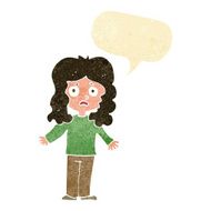 cartoon worried woman with speech bubble N93
