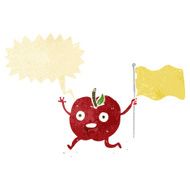 cartoon funny apple with flag speech bubble N12